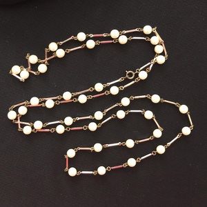 Vintage Faux Pearl Necklace Approximately 44 inch Long